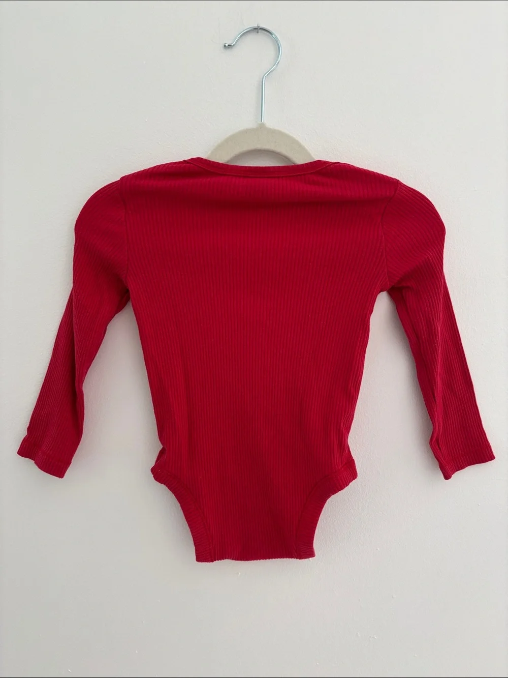 Old Navy Red Ribbed Long-Sleeve Baby One-Piece Bodysuit